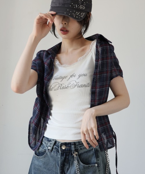 ガーリードール Girly Doll シンプルロゴTシャツ （グレー） ガーリードール Girly Doll ロゴが映える。ハーフスリーブニット