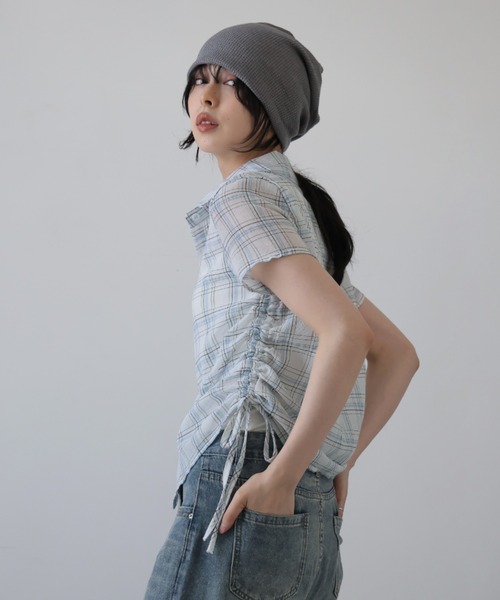 サイドシャーリングチェックシャツ（シャツ/ブラウス）｜Girly