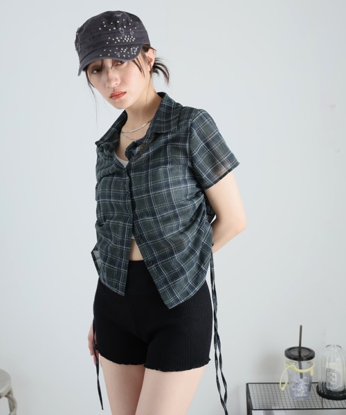サイドシャーリングチェックシャツ（シャツ/ブラウス）｜Girly