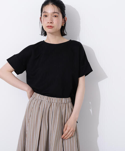 N.(N. Natural Beauty Basic)(エヌエヌナチュラルビューティーベーシック)の「シアーボクシーカットソー(Tシャツ/カットソー・レディース・ブラック/オフホワイト/杢グレー/ブラウン・MEDIUM)」の21枚目の写真