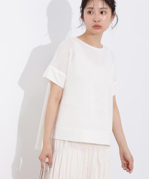 N.(N. Natural Beauty Basic)(エヌエヌナチュラルビューティーベーシック)の「シアーボクシーカットソー(Tシャツ/カットソー・レディース・ブラック/オフホワイト/杢グレー/ブラウン・MEDIUM)」の10枚目の写真