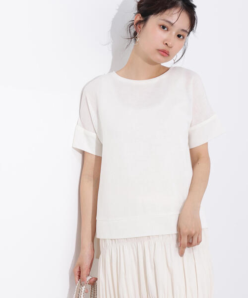 N.(N. Natural Beauty Basic)(エヌエヌナチュラルビューティーベーシック)の「シアーボクシーカットソー(Tシャツ/カットソー・レディース・ブラック/オフホワイト/杢グレー/ブラウン・MEDIUM)」の11枚目の写真