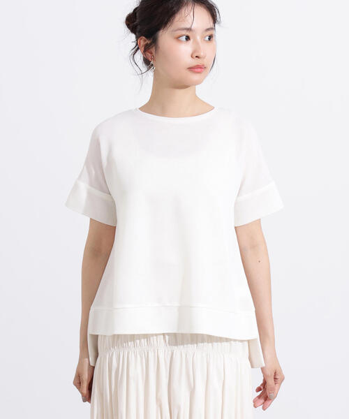 N.(N. Natural Beauty Basic)(エヌエヌナチュラルビューティーベーシック)の「シアーボクシーカットソー(Tシャツ/カットソー・レディース・ブラック/オフホワイト/杢グレー/ブラウン・MEDIUM)」の12枚目の写真