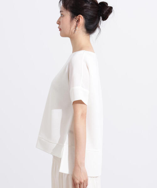 N.(N. Natural Beauty Basic)(エヌエヌナチュラルビューティーベーシック)の「シアーボクシーカットソー(Tシャツ/カットソー・レディース・ブラック/オフホワイト/杢グレー/ブラウン・MEDIUM)」の13枚目の写真