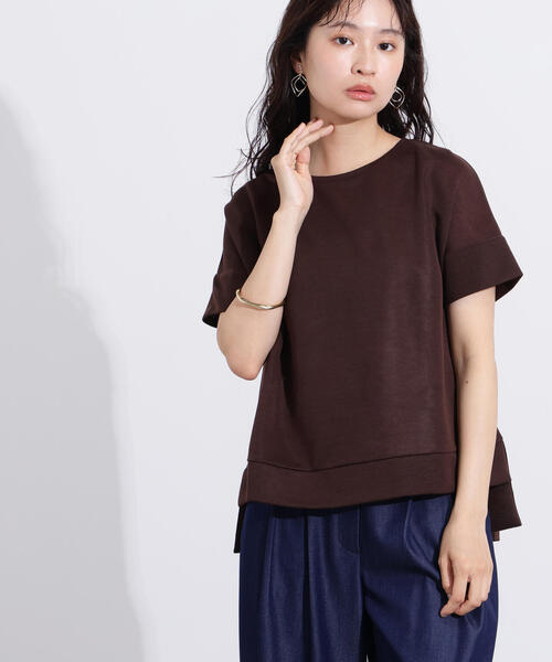 N.(N. Natural Beauty Basic)(エヌエヌナチュラルビューティーベーシック)の「シアーボクシーカットソー(Tシャツ/カットソー・レディース・ブラック/オフホワイト/杢グレー/ブラウン・MEDIUM)」の4枚目の写真