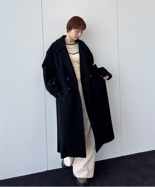 セール】WIDE SHOULDER WOOL CHESTER COAT（チェスターコート）｜Ameri
