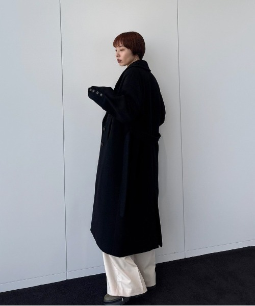 Ameri(アメリ)の「WIDE SHOULDER WOOL CHESTER COAT(チェスターコート・レディース・ブラック/グレー・SMALL/MEDIUM)」の5枚目の写真