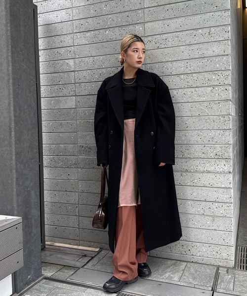 セール】WIDE SHOULDER WOOL CHESTER COAT（チェスターコート）｜Ameri