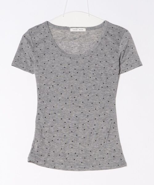 HALEY PESCA(ヘーリーペスカ)の「HALEY PESCA/シースルー ドット柄半袖トップス(Tシャツ/カットソー・レディース・グレー/アイボリー・SMALL/MEDIUM)」の13枚目の写真