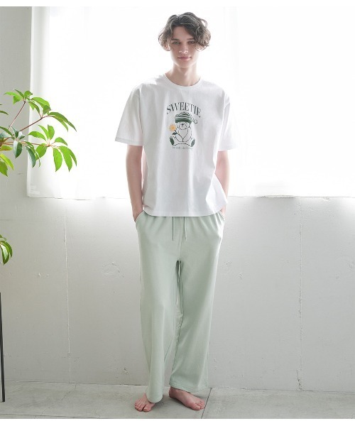 くまTシャツパジャマセット（通販限定ロングパンツ）（ルーム