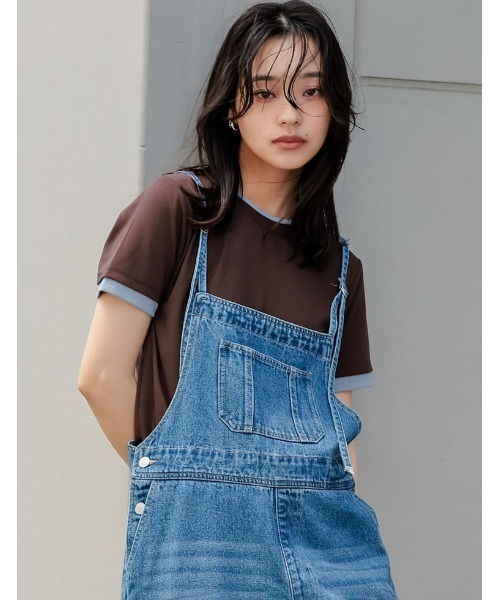 Re:EDIT（リエディ）の「[ZOZOTOWN限定][低身長/高身長サイズ有]ナローストラップデニムサロペット（サロペット/オーバーオール・レディース・ネイビー/ブルー/ブルー系その他・MEDIUM/LARGE/SHORT/TALL）」の6枚目の写真