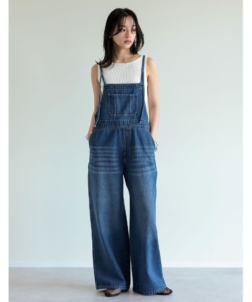 Re:EDIT（リエディ）の「[ZOZOTOWN限定][低身長/高身長サイズ有]ナローストラップデニムサロペット（サロペット/オーバーオール・レディース・ネイビー/ブルー/ブルー系その他・MEDIUM/LARGE/SHORT/TALL）」の9枚目の写真