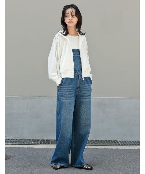 Re:EDIT（リエディ）の「[ZOZOTOWN限定][低身長/高身長サイズ有]ナローストラップデニムサロペット（サロペット/オーバーオール・レディース・ネイビー/ブルー/ブルー系その他・MEDIUM/LARGE/SHORT/TALL）」の10枚目の写真