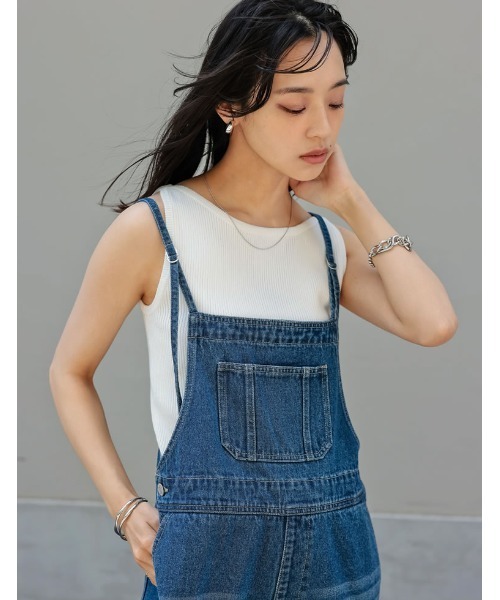 Re:EDIT（リエディ）の「[ZOZOTOWN限定][低身長/高身長サイズ有]ナローストラップデニムサロペット（サロペット/オーバーオール・レディース・ネイビー/ブルー/ブルー系その他・MEDIUM/LARGE/SHORT/TALL）」の12枚目の写真