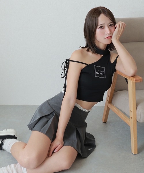 M DOLLY（エムドリー）の「*M DOLLY original* pleat layered mini skirt/プリーツレイヤードミニスカート（スカート・レディース・グレー/ベージュ・XS/S/M）」の4枚目の写真