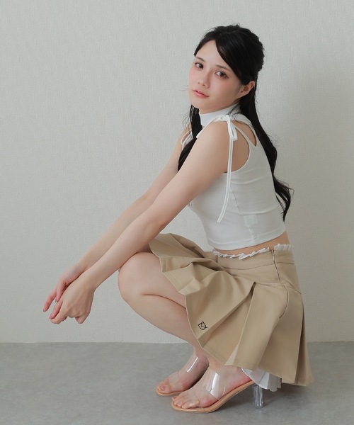 M DOLLY（エムドリー）の「*M DOLLY original* pleat layered mini skirt/プリーツレイヤードミニスカート（スカート・レディース・グレー/ベージュ・XS/S/M）」の14枚目の写真