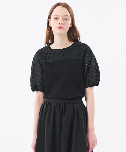 ◆美品未使用◆MACKINTOSHPHILOSOPHYカットソーブラック セール】レースコンビカットソー（Tシャツ/カットソー