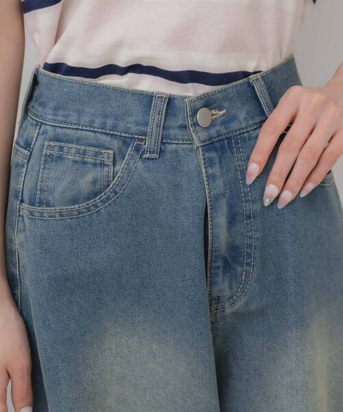 ems excite（エムズエキサイト）の「【新色追加】サイド切替ワイドPT（デニムパンツ・レディース・ブルー系その他5/ライトブルー/オフホワイト/ブラック・FREE）」の13枚目の写真