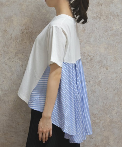 axes femme(アクシーズファム)の「ストライプ切替プルオーバー(Tシャツ/カットソー・レディース・ブラック/ホワイト・FREE)」の4枚目の写真