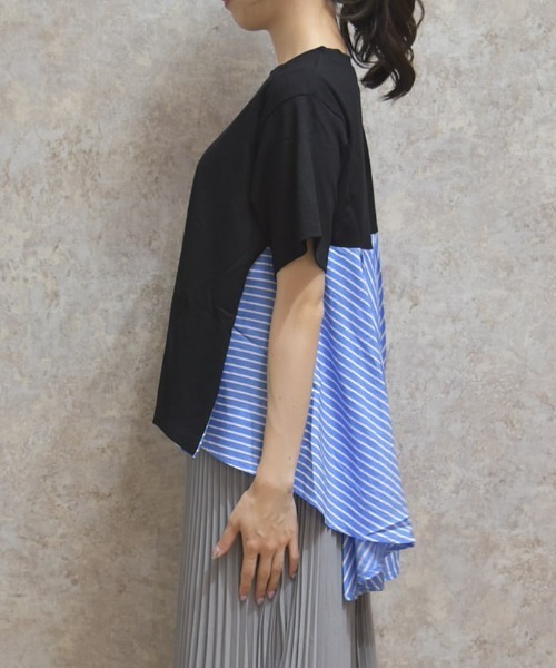 axes femme(アクシーズファム)の「ストライプ切替プルオーバー(Tシャツ/カットソー・レディース・ブラック/ホワイト・FREE)」の7枚目の写真