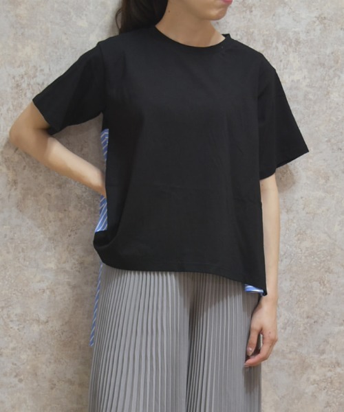 axes femme(アクシーズファム)の「ストライプ切替プルオーバー(Tシャツ/カットソー・レディース・ブラック/ホワイト・FREE)」の6枚目の写真