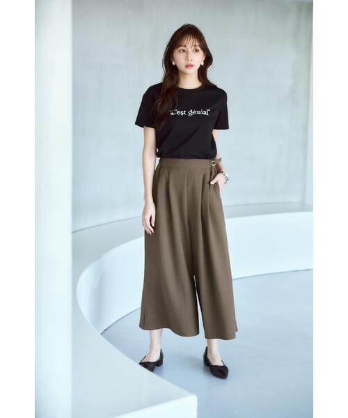 index(インデックス)の「パール調刺繍ロゴTシャツ【汗ジミ防止/吸水速乾/接触冷感/UVケア/洗濯機洗い可】(Tシャツ/カットソー・レディース・ブラック/ナチュラル/オフホワイト・36/38/40/42)」の11枚目の写真