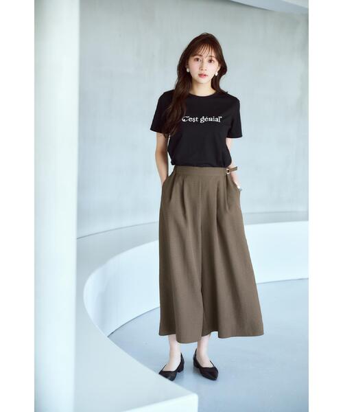 index(インデックス)の「パール調刺繍ロゴTシャツ【汗ジミ防止/吸水速乾/接触冷感/UVケア/洗濯機洗い可】(Tシャツ/カットソー・レディース・ブラック/ナチュラル/オフホワイト・36/38/40/42)」の10枚目の写真