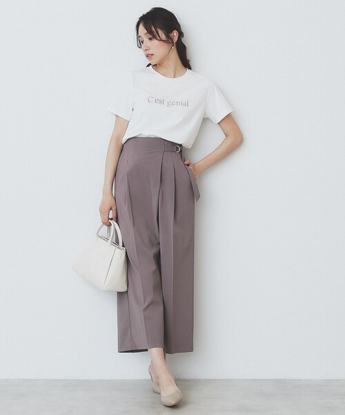 index(インデックス)の「パール調刺繍ロゴTシャツ【汗ジミ防止/吸水速乾/接触冷感/UVケア/洗濯機洗い可】(Tシャツ/カットソー・レディース・ブラック/ナチュラル/オフホワイト・36/38/40/42)」の8枚目の写真