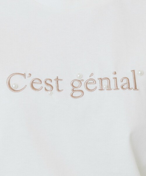 index(インデックス)の「パール調刺繍ロゴTシャツ【汗ジミ防止/吸水速乾/接触冷感/UVケア/洗濯機洗い可】(Tシャツ/カットソー・レディース・ブラック/ナチュラル/オフホワイト・36/38/40/42)」の6枚目の写真