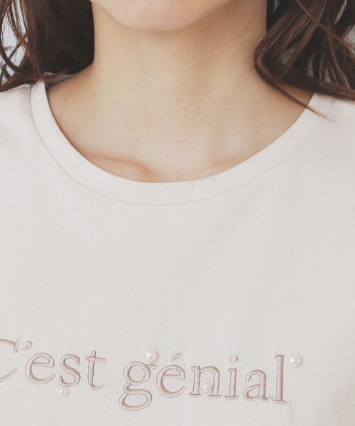 index(インデックス)の「パール調刺繍ロゴTシャツ【汗ジミ防止/吸水速乾/接触冷感/UVケア/洗濯機洗い可】(Tシャツ/カットソー・レディース・ブラック/ナチュラル/オフホワイト・36/38/40/42)」の14枚目の写真