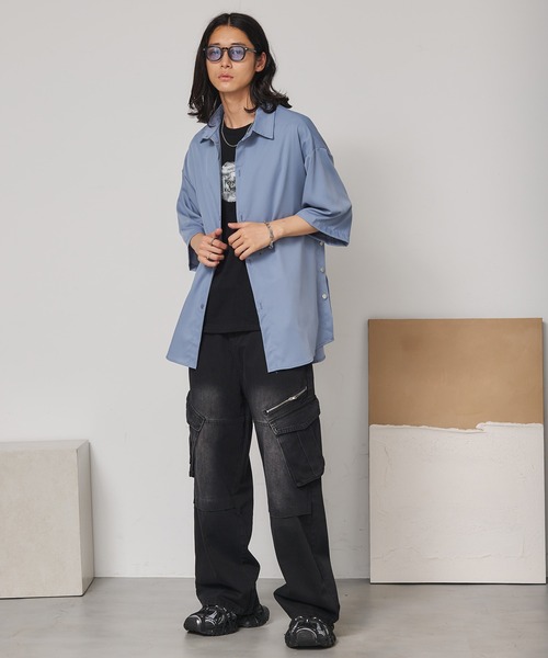 SEN TOKYO（セントーキョー）の「ヴィンテージワイドカーゴデニム（デニムパンツ・メンズ・ブラック/ブルー・M/L/XL）」の6枚目の写真