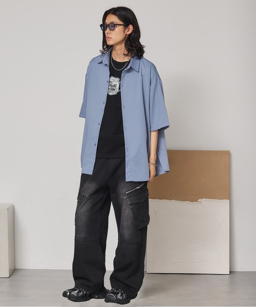 SEN TOKYO（セントーキョー）の「ヴィンテージワイドカーゴデニム（デニムパンツ・メンズ・ブラック/ブルー・M/L/XL）」の4枚目の写真