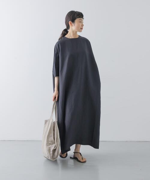 2サイズ展開』リネンレーヨンワイドワンピース（ワンピース）｜かぐれ