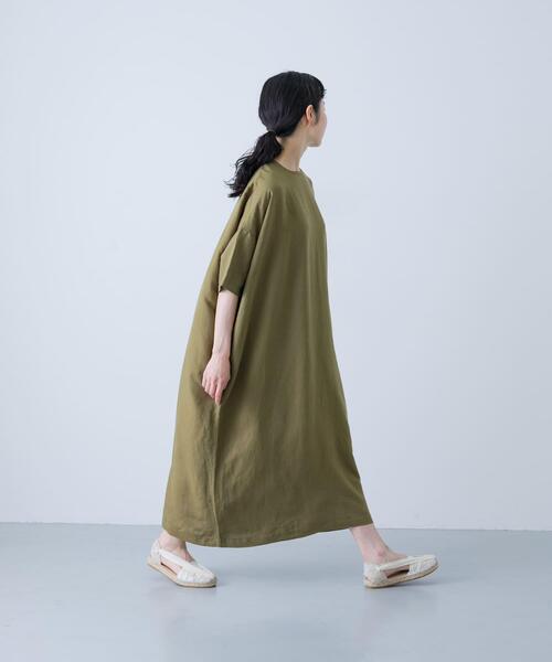 かぐれ（カグレ）の「『2サイズ展開』リネンレーヨンワイドワンピース（ワンピース・レディース・スミクロ/チャコールグレー/ライトカーキ・1/0）」の19枚目の写真