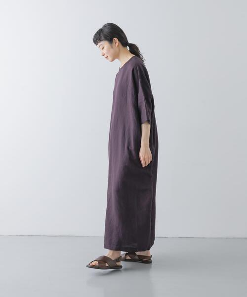 かぐれ（カグレ）の「『2サイズ展開』リネンレーヨンワイドワンピース（ワンピース・レディース・スミクロ/チャコールグレー/ライトカーキ・1/0）」の4枚目の写真