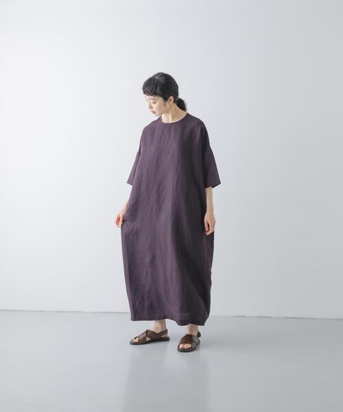 かぐれ（カグレ）の「『2サイズ展開』リネンレーヨンワイドワンピース（ワンピース・レディース・スミクロ/チャコールグレー/ライトカーキ・1/0）」の5枚目の写真