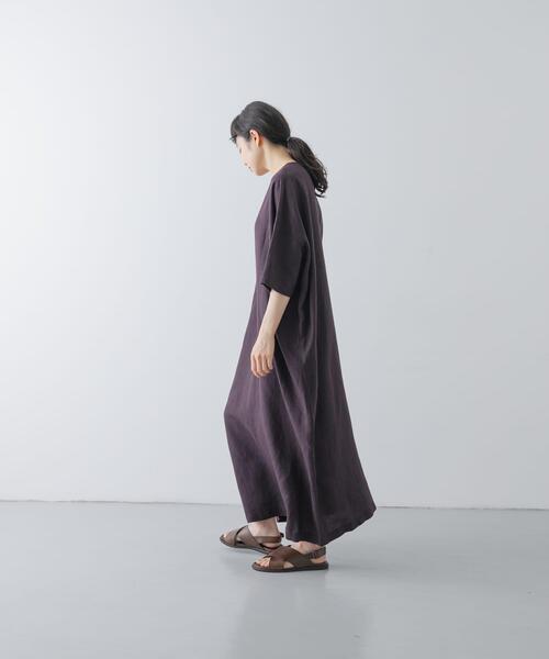かぐれ（カグレ）の「『2サイズ展開』リネンレーヨンワイドワンピース（ワンピース・レディース・スミクロ/チャコールグレー/ライトカーキ・1/0）」の7枚目の写真
