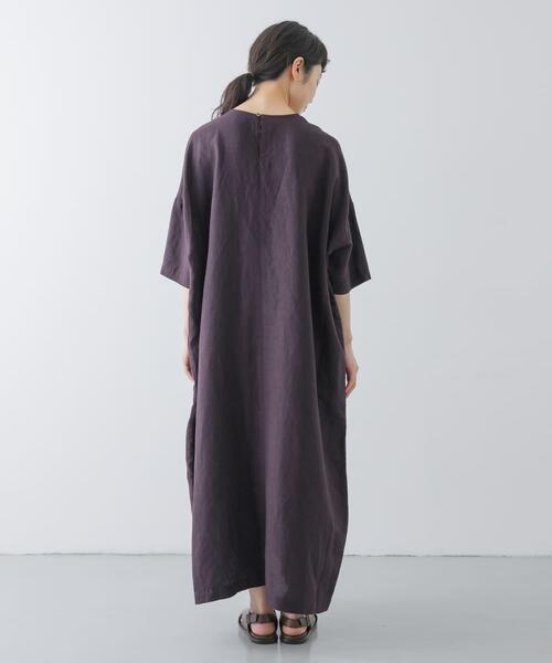 かぐれ【25SS】 2サイズ展開　リネンレーヨンワイドワンピース　サイズ1 かぐれ【25SS】 2サイズ展開 リネンレーヨンワイドワンピース サイズ1