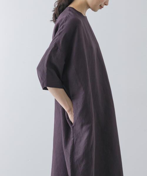 かぐれ（カグレ）の「『2サイズ展開』リネンレーヨンワイドワンピース（ワンピース・レディース・スミクロ/チャコールグレー/ライトカーキ・1/0）」の14枚目の写真