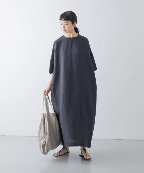 roan かぐれ kagure リネン レーヨン ワイド ワンピース 2サイズ展開』リネンレーヨンワイドワンピース（ワンピース）｜かぐれ