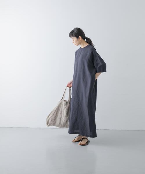 2サイズ展開』リネンレーヨンワイドワンピース（ワンピース）｜かぐれ