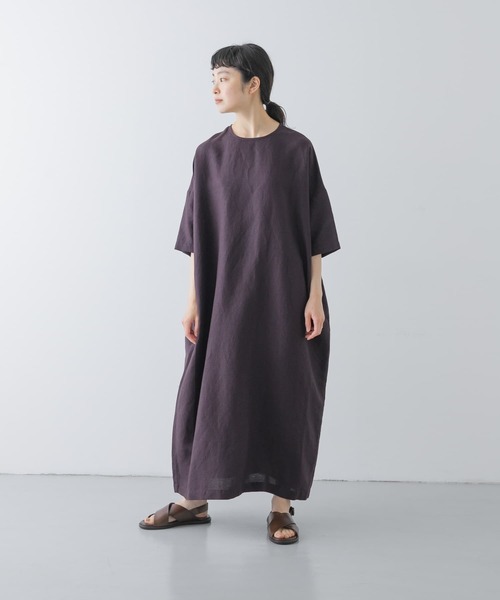【新品】2024SS リネンレーヨンワイドワンピース size1 かぐれ 2サイズ展開』リネンレーヨンワイドワンピース(ワンピース