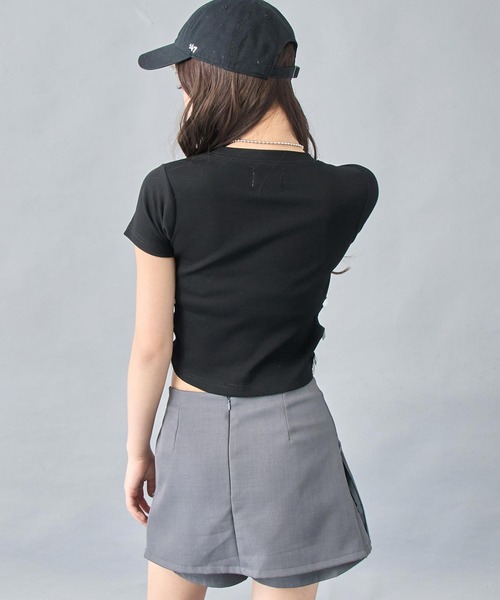 ANAP(アナップ)の「サイドリボン ミニマムTシャツ(Tシャツ/カットソー・レディース・ライトグレー/オフホワイト/ブラック・XS/S)」の9枚目の写真