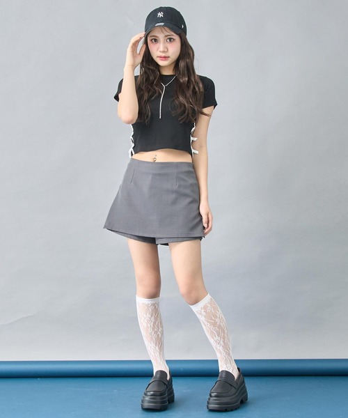 ANAP(アナップ)の「サイドリボン ミニマムTシャツ(Tシャツ/カットソー・レディース・ライトグレー/オフホワイト/ブラック・XS/S)」の10枚目の写真