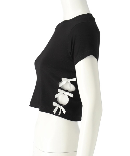 ANAP(アナップ)の「サイドリボン ミニマムTシャツ(Tシャツ/カットソー・レディース・ライトグレー/オフホワイト/ブラック・XS/S)」の16枚目の写真