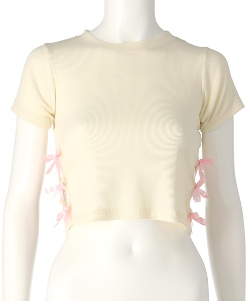 ANAP(アナップ)の「サイドリボン ミニマムTシャツ(Tシャツ/カットソー・レディース・ライトグレー/オフホワイト/ブラック・XS/S)」の21枚目の写真