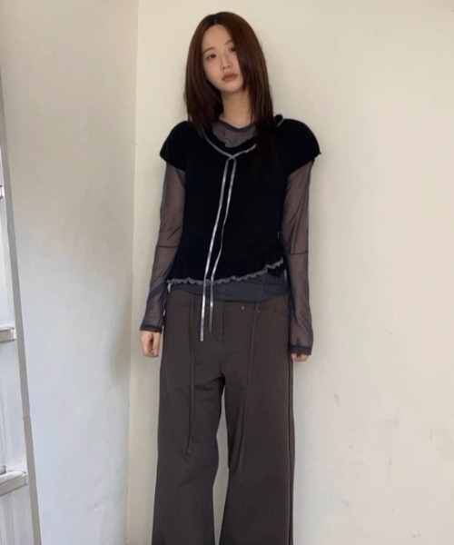 A'GEM/9 × .kom 『.KOM/ドットケーオーエム』 フリルリボンTEE