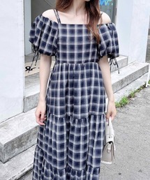 INGNI | 2Wayオフショルチェック柄ティアードワンピース(ワンピース)