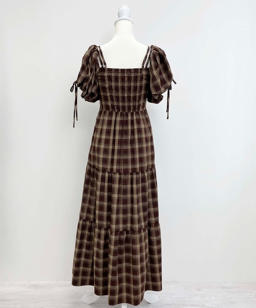 INGNI(イング)の「2Wayオフショルチェック柄ティアードワンピース(ワンピース・レディース・ネイビー系2/ブラック系/ワイン系8・M)」の8枚目の写真