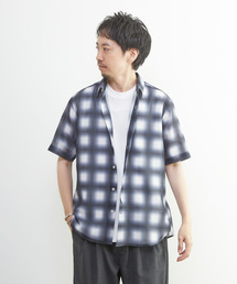MEN'S MELROSE | メッシュオンブレチェックプリント / 半袖レギュラーカラーシャツ(シャツ/ブラウス)